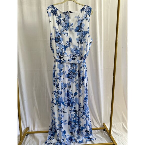Jessica Howard Women's Plus 24W Blue/White Floral Maxi Dress - Picture 2 of 11